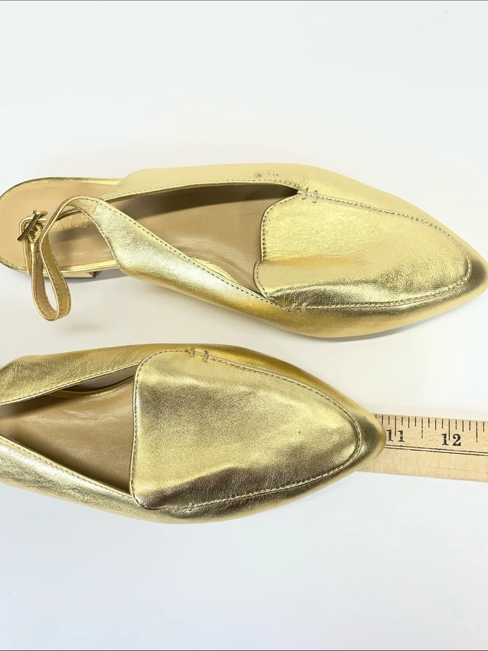 Talbots Metallic Gold Pointed Slingback Loafers